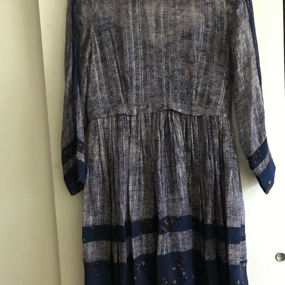 REBECCA TAYLOR Purple Linen Mix Media LS Dress - Picture 5 of 8